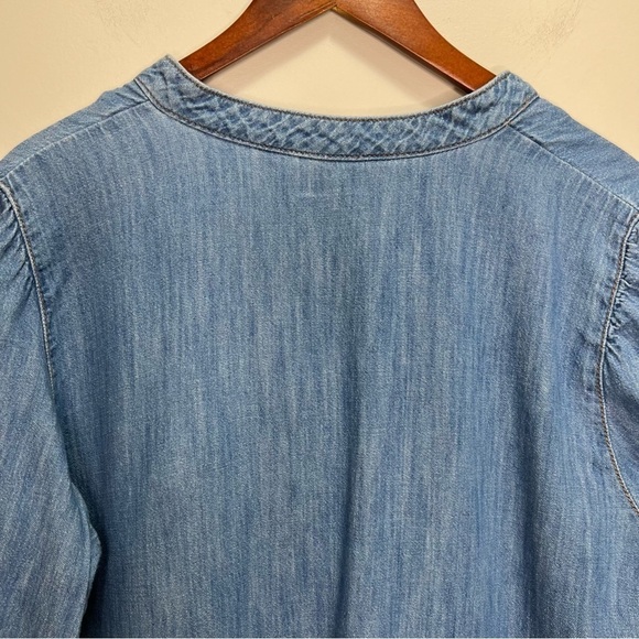 Zara Tiered Denim Mini Dress Loose Flowy Minimalist Feminine Ruffles Size XL - Picture 6 of 9